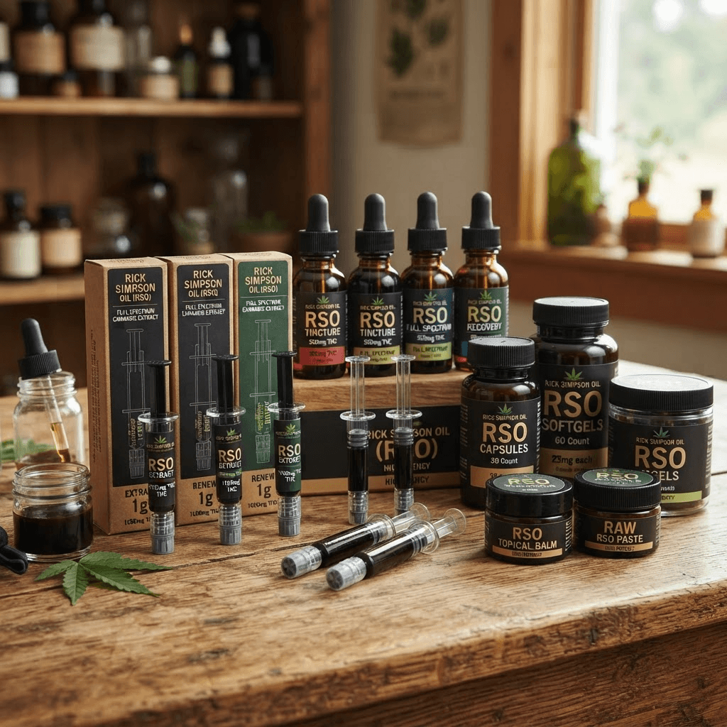 Pure RSO oil products in various forms