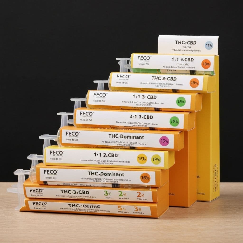 FECO cannabinoid ratios - THC CBD options for Full Extract Cannabis Oil