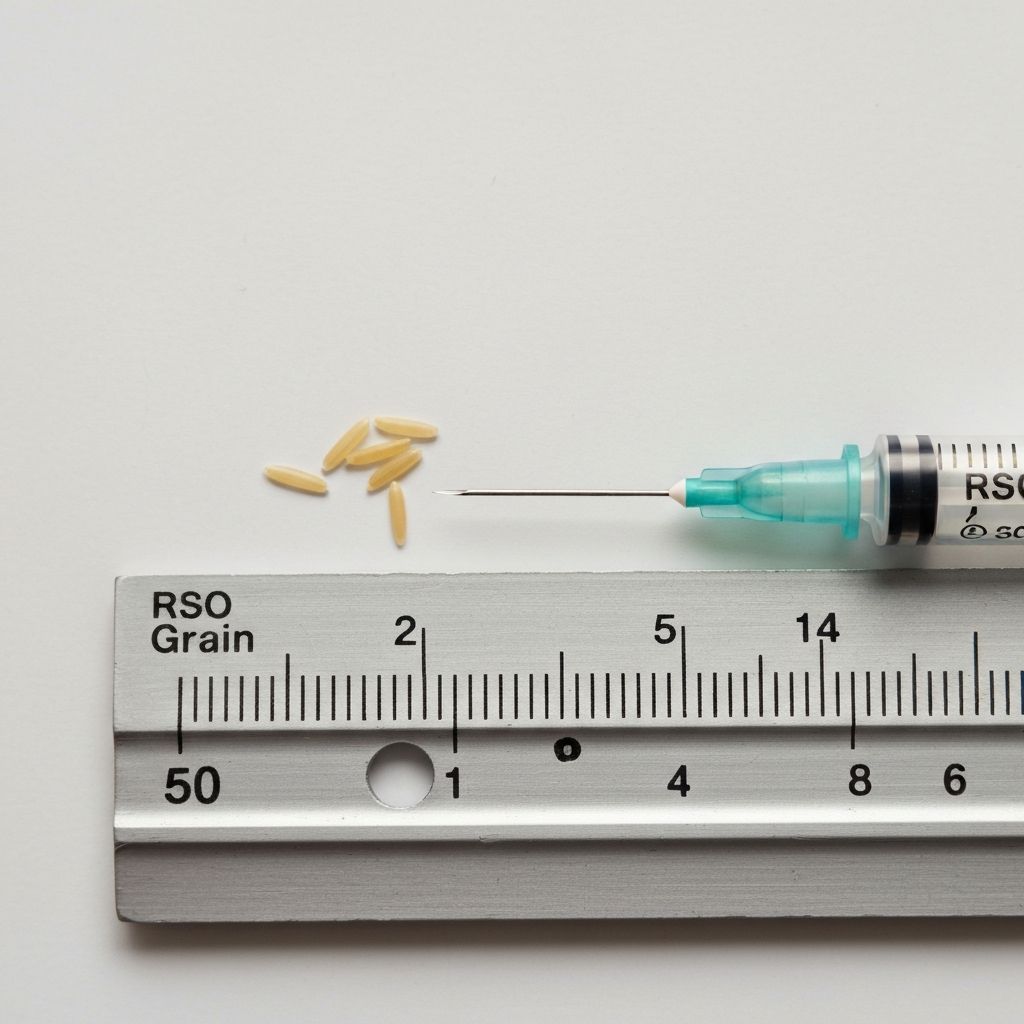 How to measure rice grain RSO dose with syringe - approximately 0.05-0.1 grams